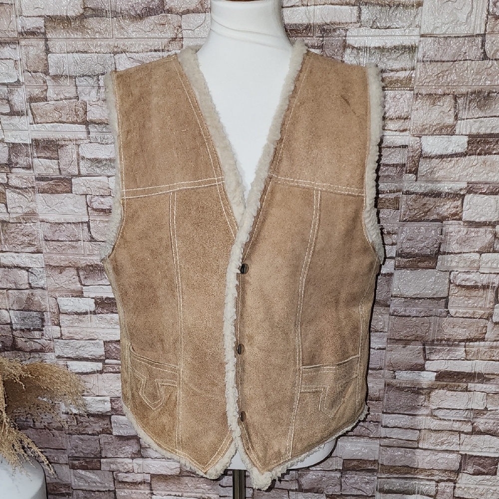 Genuine Leather  Vest  Shearling  Made In Mexico